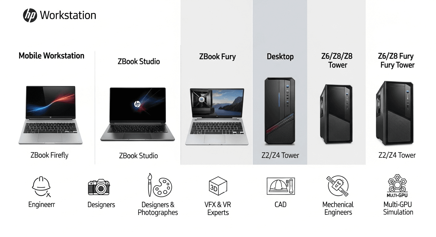 Bảng So Sánh Nhanh Các Dòng Máy Trạm HP Workstation Phổ Biến